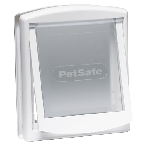 PetSafe Staywell Haustiertüre Original mit 2 Verschlussoptionen, Für Innen- und Außentür, Für Hunde und Katzen bis zu 7 kg, Größe S, Weiß von PetSafe