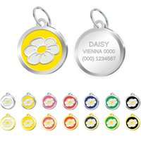 Pettagart Daisy Tiermarke Mit Gravur, Haustiermarke, Emaillierte Tiermarke, Gold & Silberfarben Pettagart Daisy Tiermarke Mit Gravur, Haustiermarke, Emaillierte Tiermarke, Gold & Silberfarben von PetTagArtEurope