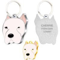 Pettagart Dogo Argentino Personalisierte Hundemarke Mit Gravur, Pet-Id Tag, Emaillierte Hundemarke, Gold & Silber Farbe Pettagart Dogo Argentino Personalisierte Hundemarke Mit Gravur, Pet-Id Tag, Emaillierte Hundemarke, Gold & Silber Farbe von PetTagArtEurope