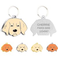 Pettagart Golden Retriever Personalisierte Hundemarke Mit Gravur, Pet-Id Tag, Emaillierte Hundemarke, Gold & Silber Farbe Pettagart Golden Retriever Personalisierte Hundemarke Mit Gravur, Pet-Id Tag, Emaillierte Hundemarke, Gold & Silber Farbe von PetTagArtEurope
