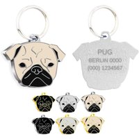 Pettagart Pug Mops Personalisierte Hundemarke Mit Gravur, Pet-Id Tag, Emaillierte Hundemarke, Gold & Silber Farbe Pettagart Pug Mops Personalisierte Hundemarke Mit Gravur, Pet-Id Tag, Emaillierte Hundemarke, Gold & Silber Farbe von PetTagArtEurope