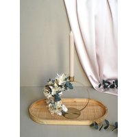 Kerzenhalter Mit Trockenblumen | Trockenblumenkerzenständer Beidseitig Gebunden Deko Getrocknete Blumen Neutrale Farben von Petalbluete