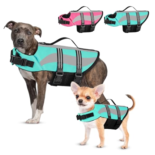 Petbank Schwimmweste Hund, Pet Schwimmweste, Verstellbare Hundeschwimmweste Hundeschutzweste mit Reflektorstreifen, Haustier Schwimmweste, Schwimmanzug mit Auftrieb für Kleine,Mittlere und Große Hunde von Petbank