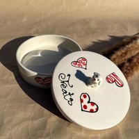 Keramik Hunde Leckerli Glas Mit Herzen, Puppy Love Behälter Keramik Hunde Leckerli Glas Mit Herzen, Puppy Love Behälter von Petbreakfy