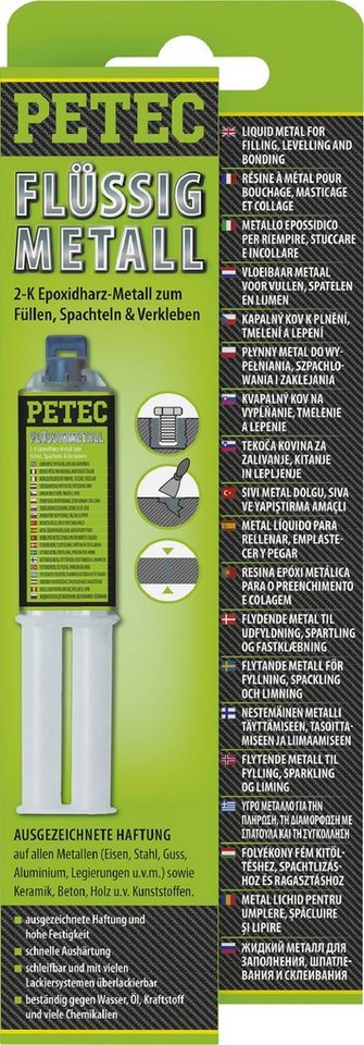 Petec Kleberspachtel Petec Flüssigmetall 2-Komponenten Epoxidharz-Metall 97425 von Petec