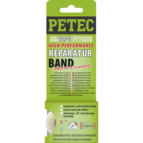 PETEC Reparaturband High Performance 3m Selbstverschweißendes Isolierband Dichtungsband transparent & wasserdicht Abdichtband wasserfest Tape 94903 von PETEC