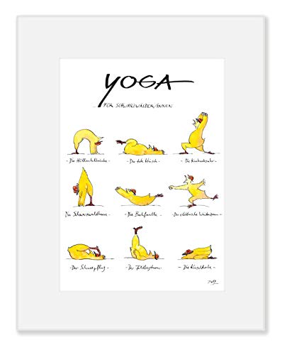 Gaymann Kollektion Poster im Passepartout “Yoga für Schwarzwälder“ 24x30 cm von Peter Gaymann