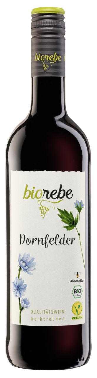 Biorebe Rotwein Dornfelder halbtrocken Deutschland 1 x 0,75 L bio/vegan von Peter Mertes