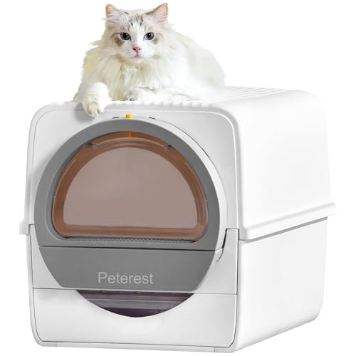 Peterest Große selbstreinigende Katzentoilette für mehrere Katzen, halbautomatische Kitty Katzentoilette mit Deckel, No Smell Pull and Scoop Katzentoilette, selbstreinigend, Weiß & Grau Peterest Große selbstreinigende Katzentoilette für mehrere Katzen, halbautomatische Kitty Katzentoilette mit Deckel, No Smell Pull and Scoop Katzentoilette, selbstreinigend, Weiß & Grau von Peterest