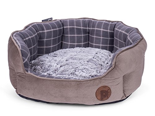 Petface Hunde- oder Katzenbett, oval, aus Bambus, Größe L, Grau von Petface