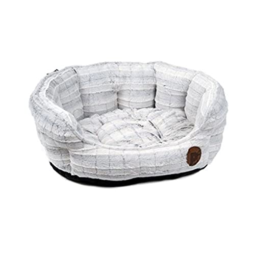 Petface Hundebett, oval, Plüsch, Größe M, Weiß von Petface