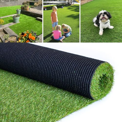 Petgrow 1M × 5M Kunstgras für Haustiere, 20mm Grashöhe Dauerhaftes Selbstentwässerungssystem Falsche Rasenmatten, Natürliche Simulation für Terrasse Balkon Außen Innen Grüner Rasenteppich (1M × 5M) von Petgrow