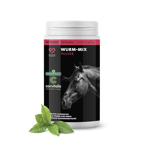 Peticare Wurm-Mix Pulver für Pferde | Natürliche Alternative, sekundierend zur Wurmkur & Wurmbefall | Für Pferde & Ponys | Pflanzliche Inhaltsstoffe mit Wurm-Kraut, Wermut | petHorse Health 4605 Peticare Wurm-Mix Pulver für Pferde | Natürliche Alternative, sekundierend zur Wurmkur & Wurmbefall | Für Pferde & Ponys | Pflanzliche Inhaltsstoffe mit Wurm-Kraut, Wermut | petHorse Health 4605 von Peticare