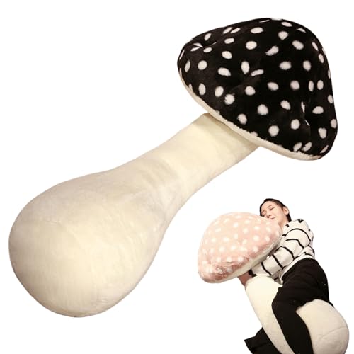Peticehi Mushroom Body Pillow, Mushroom Pillow, Mushroom Pillows, Mushroom Plushie, Mushroom Plush Pillow, 51 inch Mushroom Shaped Stuffed Long Pillow (Black,51in-130cm) von Peticehi