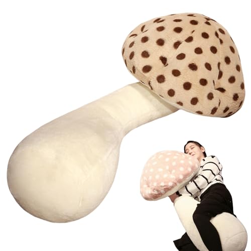 Peticehi Mushroom Body Pillow, Mushroom Pillow, Mushroom Pillows, Mushroom Plushie, Mushroom Plush Pillow, 51 inch Mushroom Shaped Stuffed Long Pillow (Brown,31in-80cm) von Peticehi