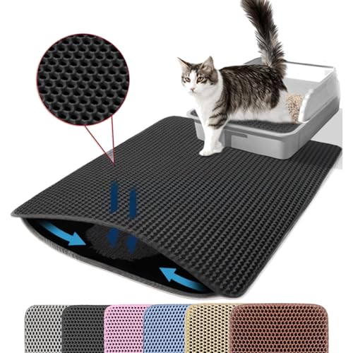 Petinstinct Katzenklo Matte, 75x55cm Großer Doppelschichtiger Katzenklo Unterleger, wasserdichte Langlebige Entwurf Bienenwabe Katzenstreu Matte, Katzentoilette Vorleger, XL, Schwarz Petinstinct Katzenklo Matte, 75x55cm Großer Doppelschichtiger Katzenklo Unterleger, wasserdichte Langlebige Entwurf Bienenwabe Katzenstreu Matte, Katzentoilette Vorleger, XL, Schwarz von Petinstinct