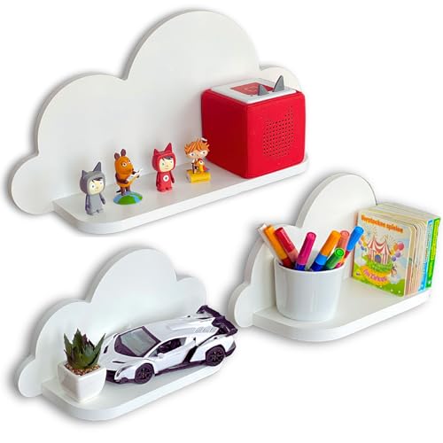 Petit Déco Weißes Wolkenregal 3er Set | einfache Montage u. Umweltfreundlich | Wandregal Kinderzimmer ideal als Tonieregal, Speilzeug- oder bücherregal Kinder oder Babyzimmer | Montessori Regal Petit Déco Weißes Wolkenregal 3er Set | einfache Montage u. Umweltfreundlich | Wandregal Kinderzimmer ideal als Tonieregal, Speilzeug- oder bücherregal Kinder oder Babyzimmer | Montessori Regal von Petit Déco