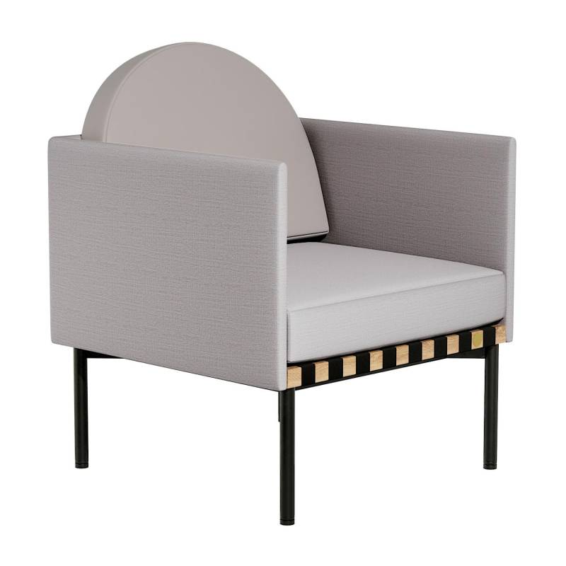 Petite Friture - Grid Sessel mit 2 Armlehnen Gestell Eiche - beige-grau/Stoff Canvas 2 244/Rückenkissen Leder/76x71x92cm/Füße Stahl schwarz beschichte von Petite Friture