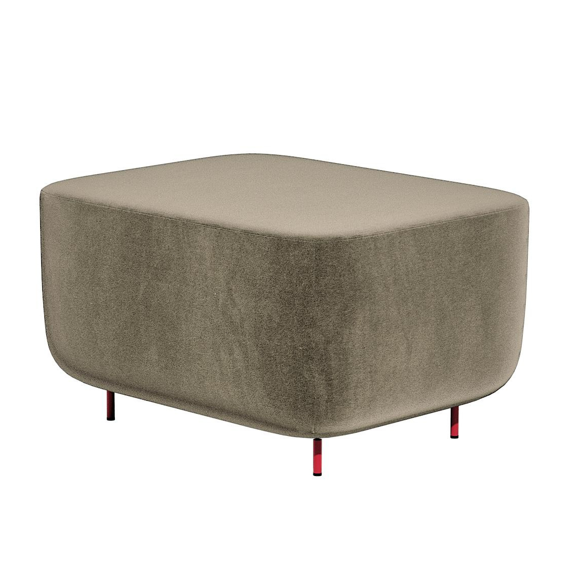 Petite Friture - Hoff Pouf 68x50x40cm - beige-grau/Stoff Harald 3 242/Gestell Stahl rot epoxylackiert von Petite Friture