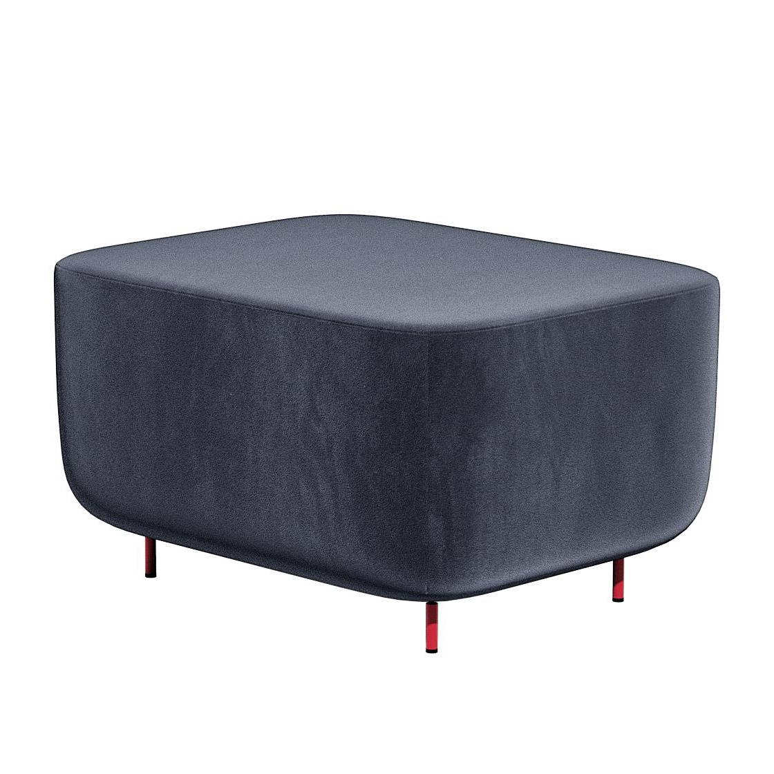 Petite Friture - Hoff Pouf 68x50x40cm - blau-grau/Stoff Harald 3 182/Gestell Stahl rot epoxylackiert von Petite Friture