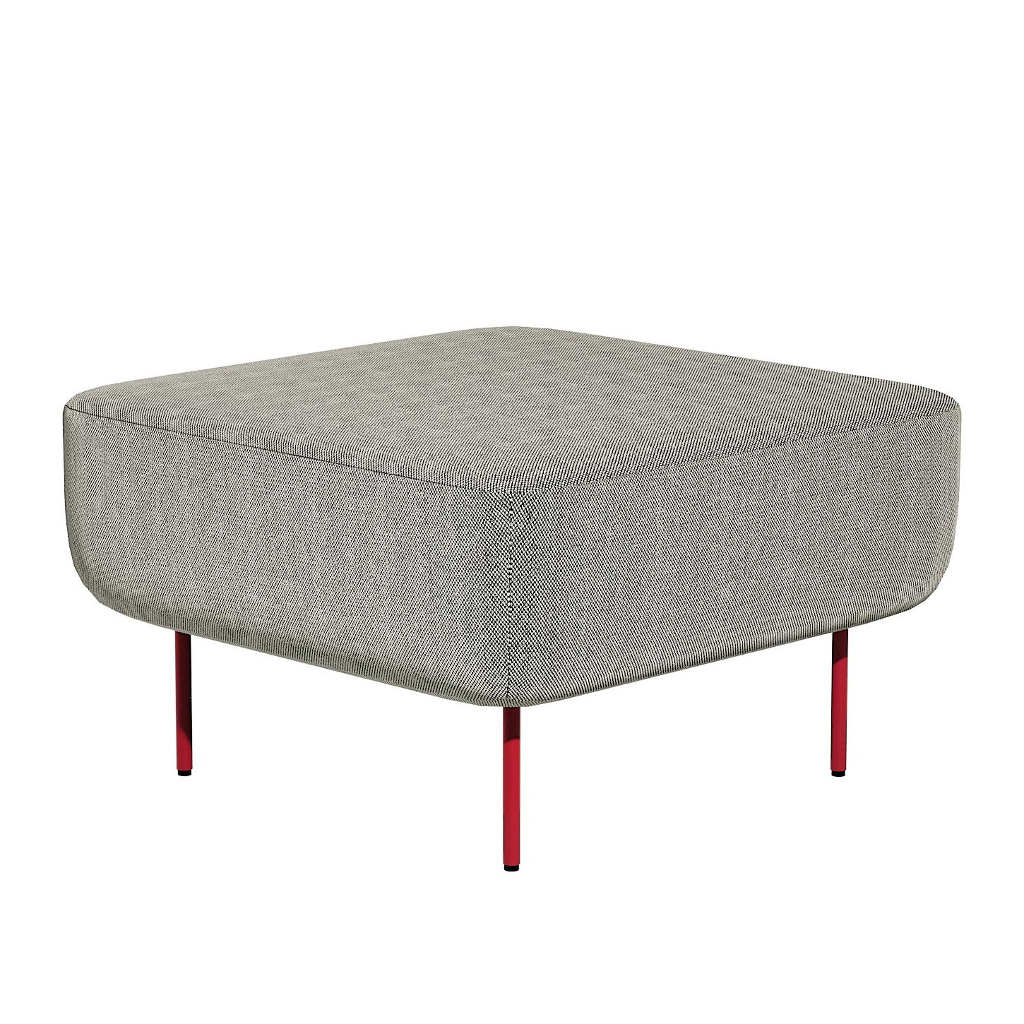 Petite Friture - Hoff Pouf 68x68x40cm - schwarz-grau/Stoff Steelcut Trio 3 124/Gestell Stahl rot epoxylackiert von Petite Friture