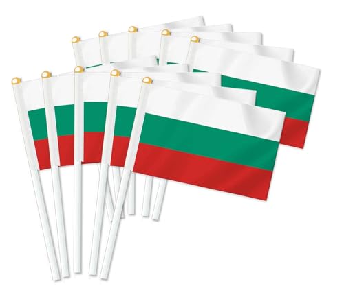 25 Stück Bulgarien Handheld Flagge,bulgarisch Dekor Hand gehalten Hold Fahne, Dekoration Banner hand Bulgaria von Petite Pine