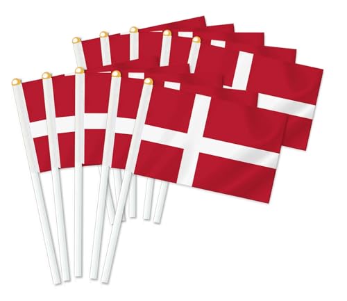 25 Stück Dänemark Handheld Flagge,Dänisch Dekor Hand gehalten Hold Fahne, Dekoration Banner hand Denmark von Petite Pine