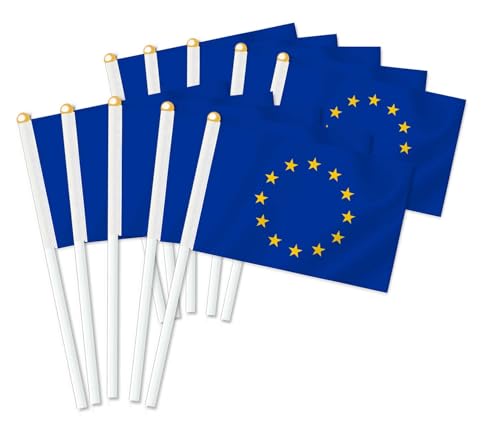 25 Stück Europäische Union Handheld Flagge,EU-Bürger Dekor Hand gehalten Hold Fahne, Dekoration Banner hand european union von Petite Pine