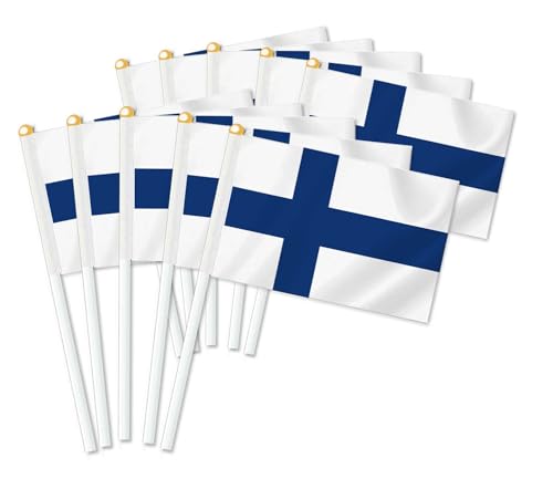 25 Stück Finnland Handheld Flagge,Finnen Dekor Hand gehalten Hold Fahne, Dekoration Banner hand Finland von Petite Pine