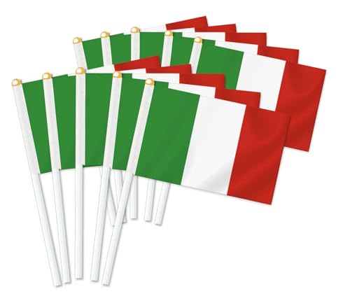 25 Stück Italien Handheld Flagge,Italienisch Dekor Hand gehalten Hold Fahne, Dekoration Banner hand Italy von Petite Pine