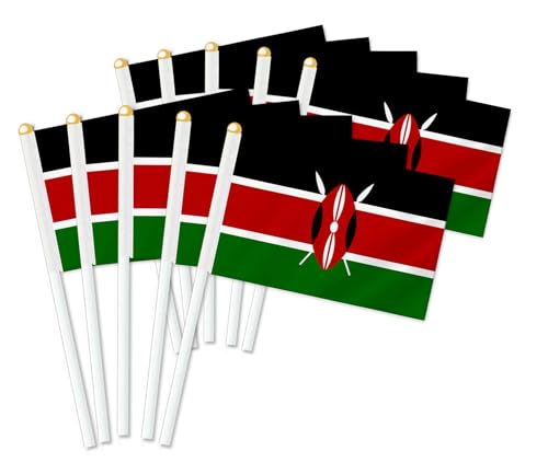 25 Stück Kenia Handheld Flagge,Kenianische Bevölkerung Dekor Hand gehalten Hold Fahne, Dekoration Banner hand Kenya von Petite Pine