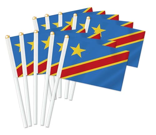 25 Stück Kongo Handheld Flagge,Kongo Dekor Hand gehalten Hold Fahne, Dekoration Banner hand Congo von Petite Pine