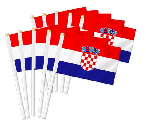 25 Stück Kroatien Handheld Flagge,Kroaten Dekor Hand gehalten Hold Fahne, Dekoration Banner hand Croatia von Petite Pine