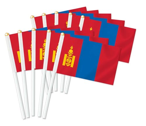 25 Stück Mongolei Handheld Flagge,Mongolen Dekor Hand gehalten Hold Fahne, Dekoration Banner hand Mongolia von Petite Pine