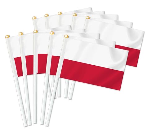 25 Stück Polen Handheld Flagge,Polen Dekor Hand gehalten Hold Fahne, Dekoration Banner hand poland von Petite Pine