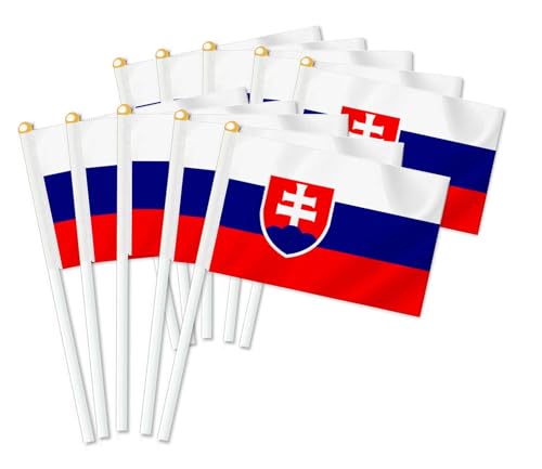 25 Stück Slowakei Handheld Flagge,Slowaken Dekor Hand gehalten Hold Fahne, Dekoration Banner hand Slovakia von Petite Pine