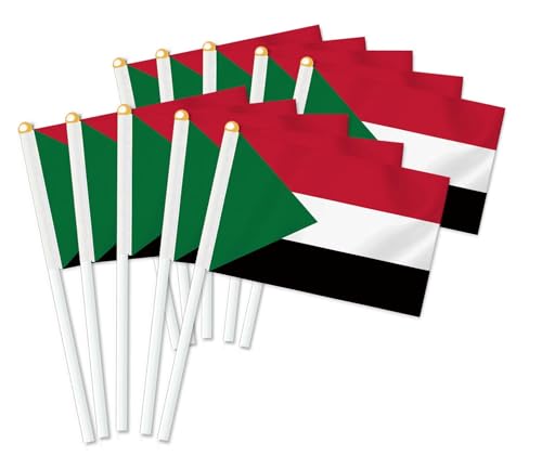 25 Stück Sudan Handheld Flagge,Sudanese Dekor Hand gehalten Hold Fahne, Dekoration Banner hand Sudan von Petite Pine