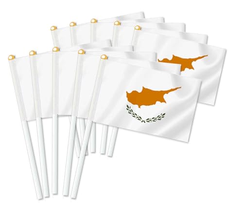 25 Stück Zypern Handheld Flagge,Zypern Dekor Hand gehalten Hold Fahne, Dekoration Banner hand Cyprus von Petite Pine