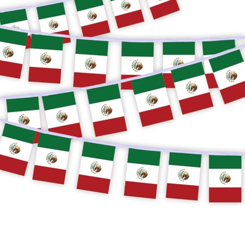 30 Stück Mexiko Flaggenkette Fahnen, 10 Meter Mexikanisch Rechteck Seilfahnen, dekorative Banner verwendet, um Innenhöfe zu schmücken String Mexico 30 Stück Mexiko Flaggenkette Fahnen, 10 Meter Mexikanisch Rechteck Seilfahnen, dekorative Banner verwendet, um Innenhöfe zu schmücken String Mexico von Petite Pine