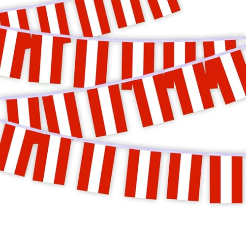 30 Stück Österreich Flaggenkette Fahnen, 10 Meter Österreichische Bevölkerung Rechteck Seilfahnen, dekorative Banner verwendet, um Innenhöfe zu schmücken String Austria von Petite Pine