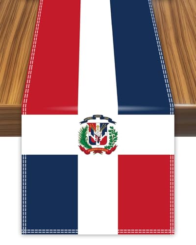 Dominikanischer Tischläufer, Dominikanische Dominikaner-Flagge, Tischdecke für Esszimmer, Heimdekoration von Petite Pine