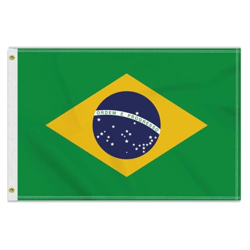 Große 60×90 CM Brasilien Flagge, 2×3FT Medium 150D brasilianisch banner,Strapazierfähige Doube-Seitendruck Dekor Messingösen Medium Brazil von Petite Pine