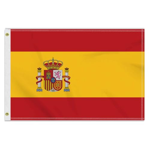 Große 60×90 CM Spanien Flagge, 2×3FT Medium 150D Spanisch banner,Strapazierfähige Doube-Seitendruck Dekor Messingösen Medium Spain von Petite Pine
