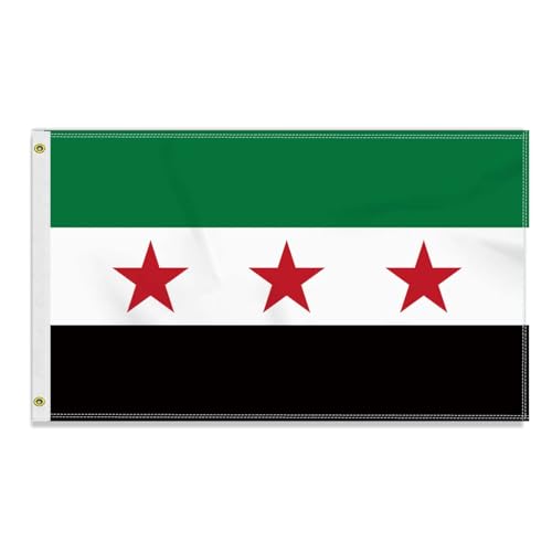 Große 90×150 CM Altes Syrien Flagge,großes 150D Syrische Revolution Freundschafts banner, Deutschlandfahne Doube-Seitendruck Dekor Messingösen large old syria von Petite Pine