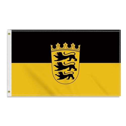 Große 90×150 CM Baden-Württemberg Flagge,großes 150D Deutsche Bundesland Freundschafts banner, Deutschlandfahne Doube-Seitendruck Dekor Messingösen large Baden Württemberg von Petite Pine
