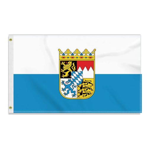 Große 90×150 CM Bayern Flagge,großes 150D Deutsche Bundesland Freundschafts banner, Deutschlandfahne Doube-Seitendruck Dekor Messingösen large Bavaria State von Petite Pine