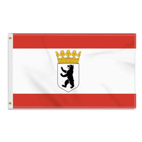 Große 90×150 CM Berlin Flagge,großes 150D Deutsche Bundesland Freundschafts banner, Deutschlandfahne Doube-Seitendruck Dekor Messingösen large Berlin von Petite Pine