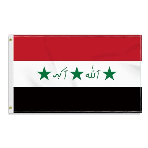 Große 90×150 CM Der alte Irak(1991–2004) Flagge,großes 150D irakische Freundschafts banner, Deutschlandfahne Doube-Seitendruck Dekor Messingösen large old iraq von Petite Pine