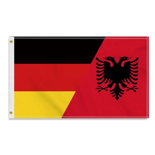 Große 90×150 CM Deutschland Albanien Flagge, großes 150D Deutsch Albaniens Freundschafts banner,Strapazierfähige Deutschlandfahne Doube-Seitendruck Dekor Messingösen large Albania von Petite Pine