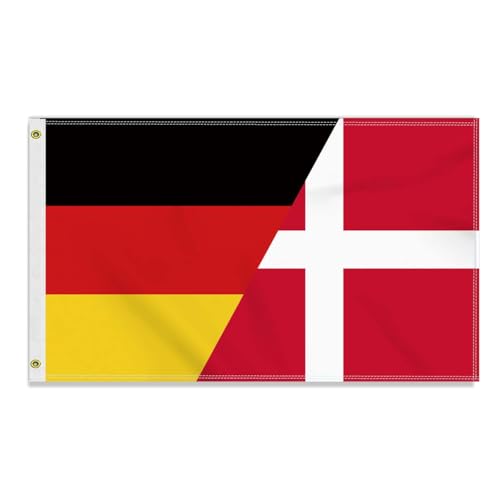 Große 90×150 CM Deutschland Dänemark Flagge, großes 150D Deutsch Dänisch Freundschafts banner,Strapazierfähige Deutschlandfahne Doube-Seitendruck Dekor Messingösen large Denmark von Petite Pine